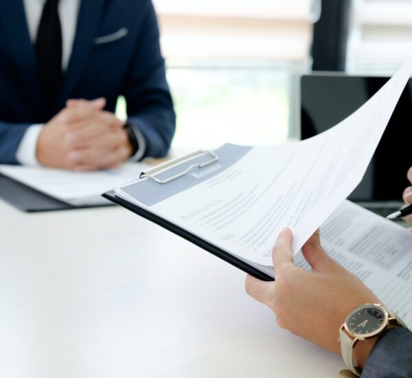 person reading the workers resume