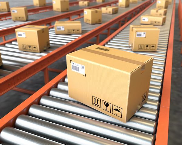 boxes on conveyor