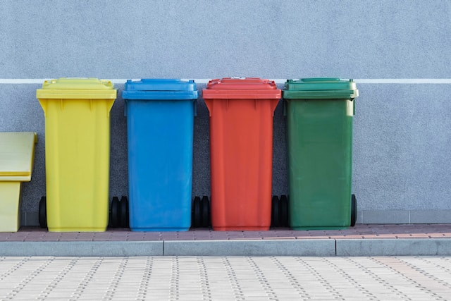 four garbage bins for sorting