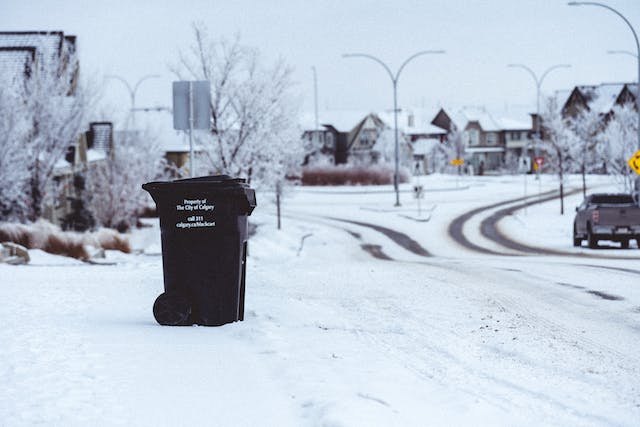 garbage bin on the road
